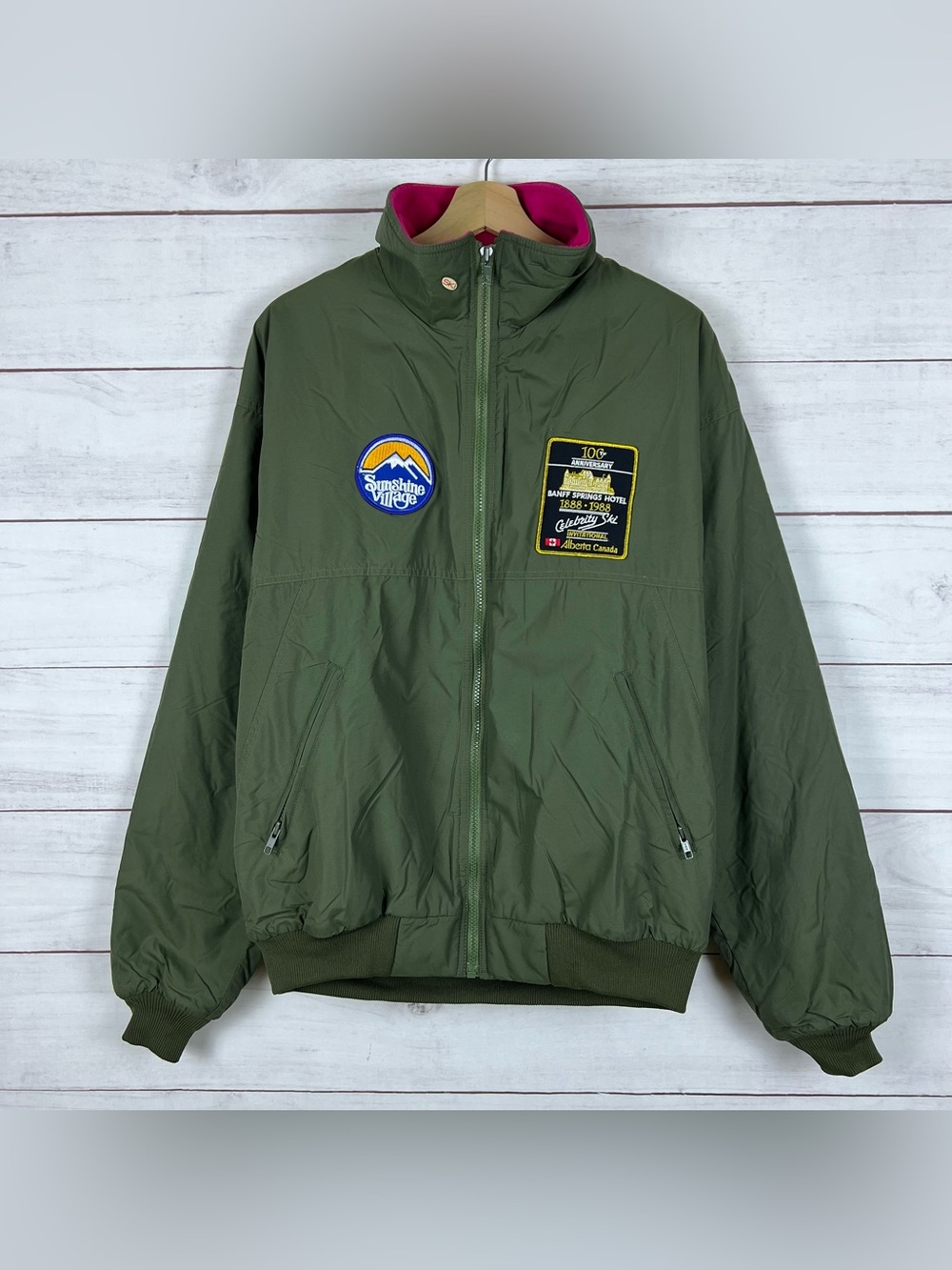 Vtg Patagonia Shelled Synchilla Jacket Mens Large Green Fleece Lined Bomber 80s